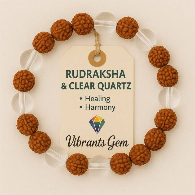 Rudraksha & Clear Quartz
